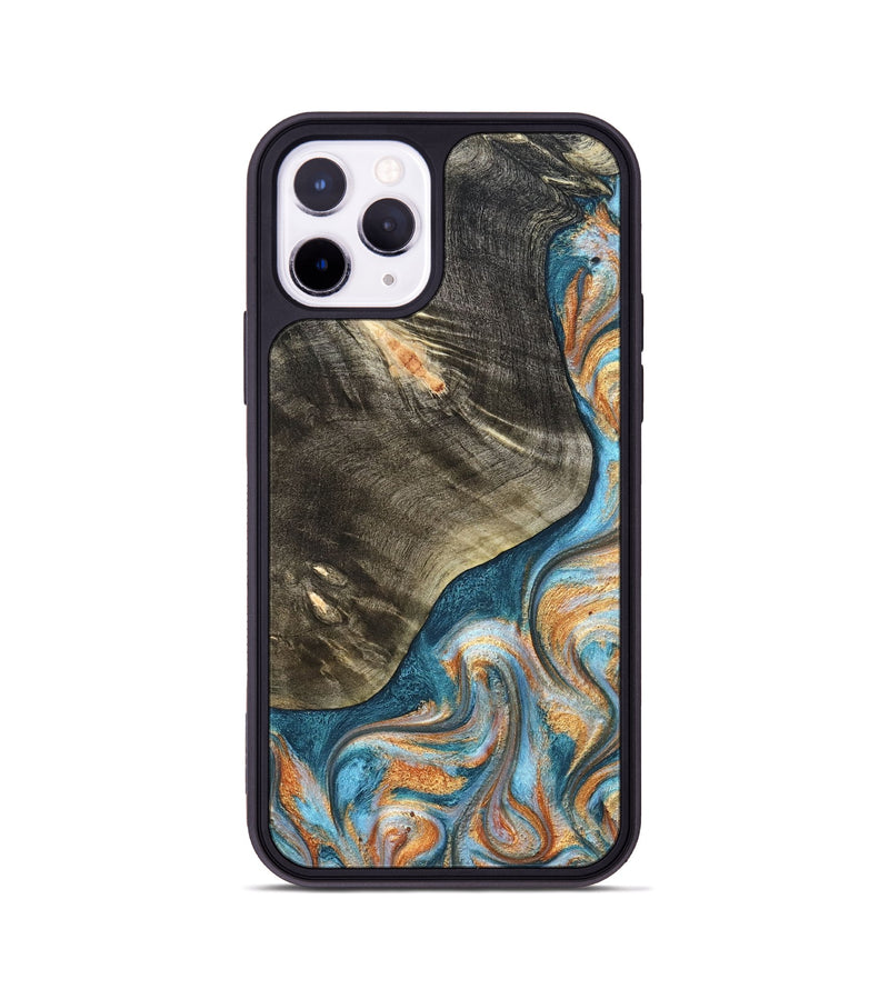 iPhone 11 Pro Wood Phone Case - January (Teal & Gold, 822452)
