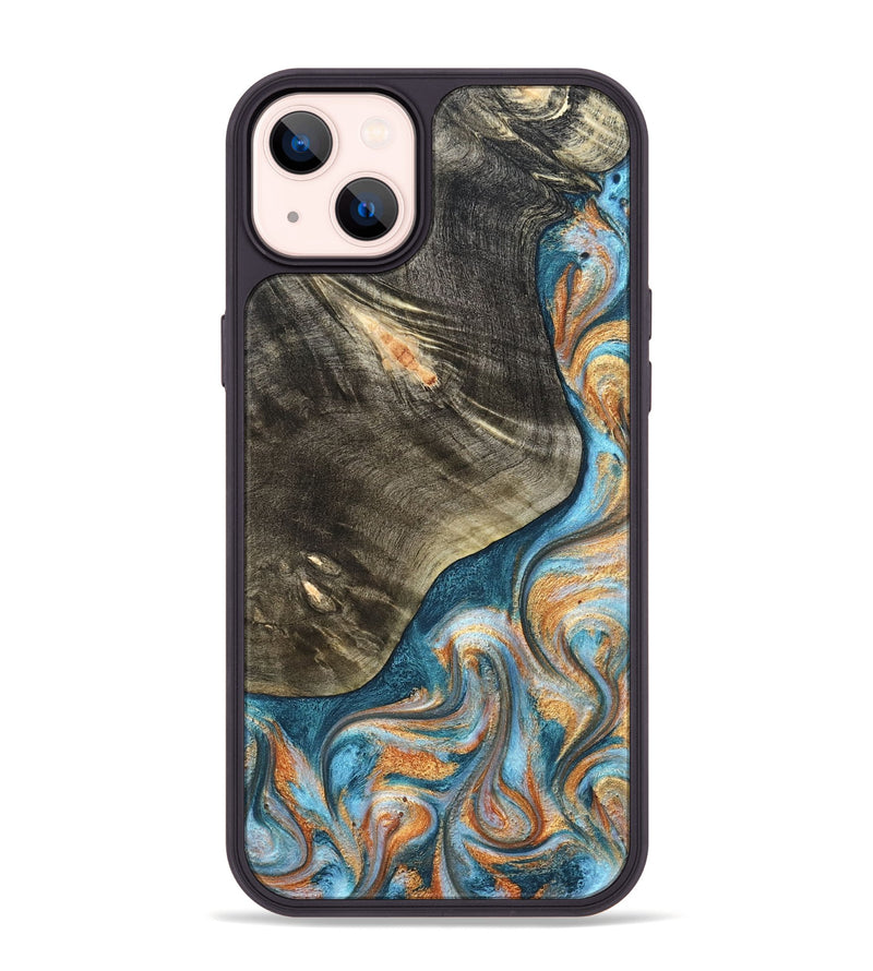 iPhone 14 Plus Wood Phone Case - January (Teal & Gold, 822452)