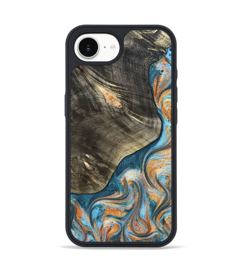 iPhone 16e Wood Phone Case - January (Teal & Gold, 822452)