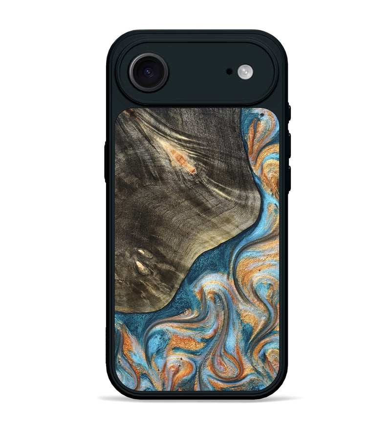 iPhone 17 Air Wood Phone Case - January (Teal & Gold, 822452)