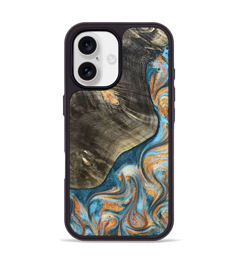 iPhone 17 Wood Phone Case - January (Teal & Gold, 822452)