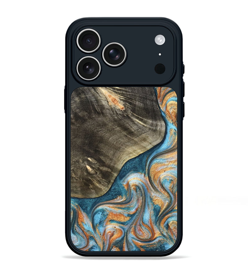 iPhone 17 Pro Max Wood Phone Case - January (Teal & Gold, 822452)