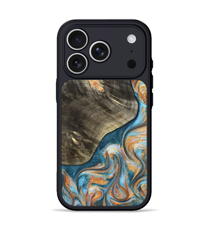 iPhone 17 Pro Wood Phone Case - January (Teal & Gold, 822452)