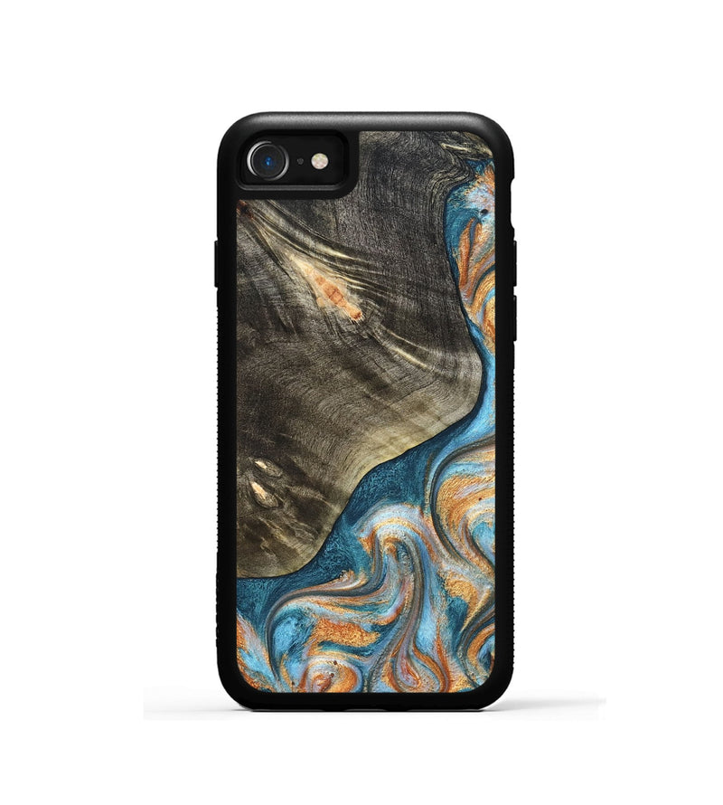 iPhone SE Wood Phone Case - January (Teal & Gold, 822452)