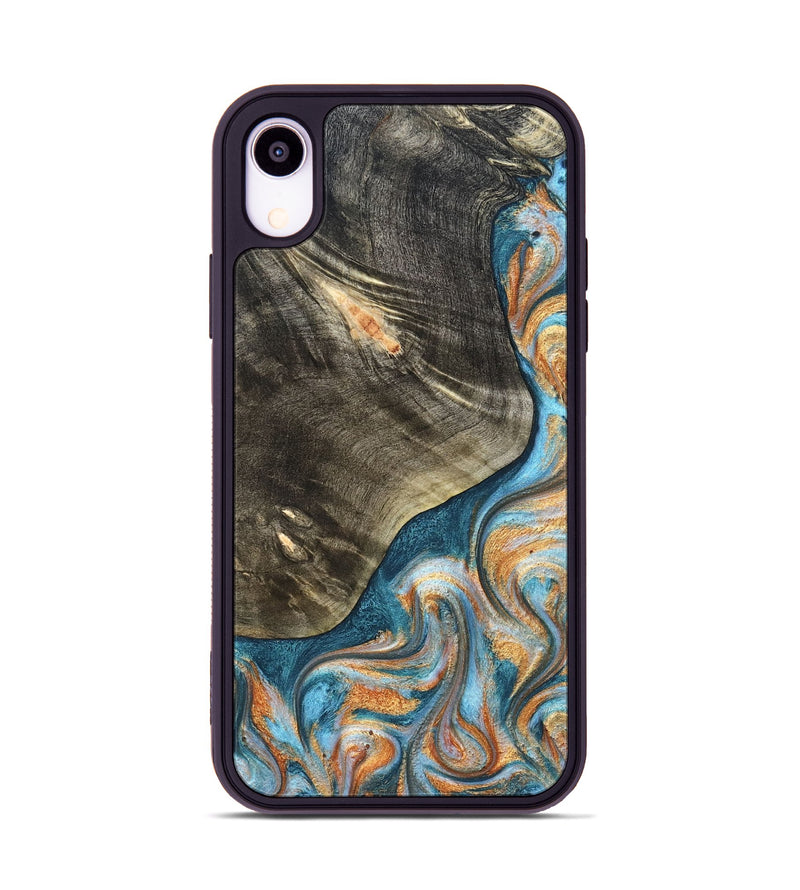iPhone Xr Wood Phone Case - January (Teal & Gold, 822452)