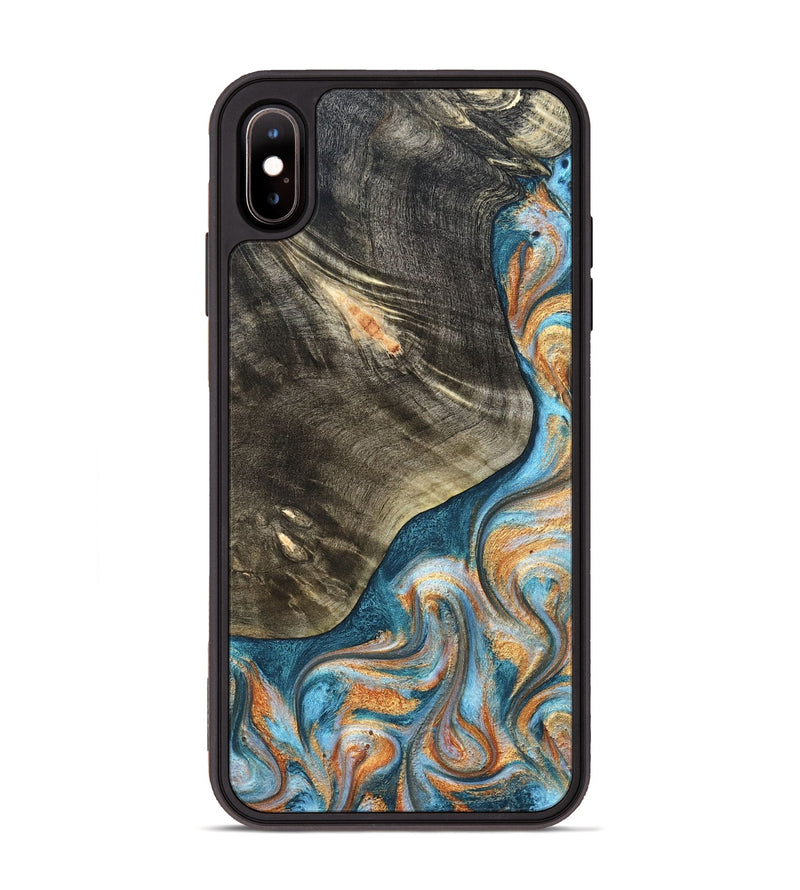 iPhone Xs Max Wood Phone Case - January (Teal & Gold, 822452)