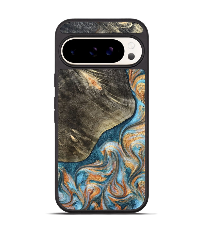 Pixel 9 Wood Phone Case - January (Teal & Gold, 822452)