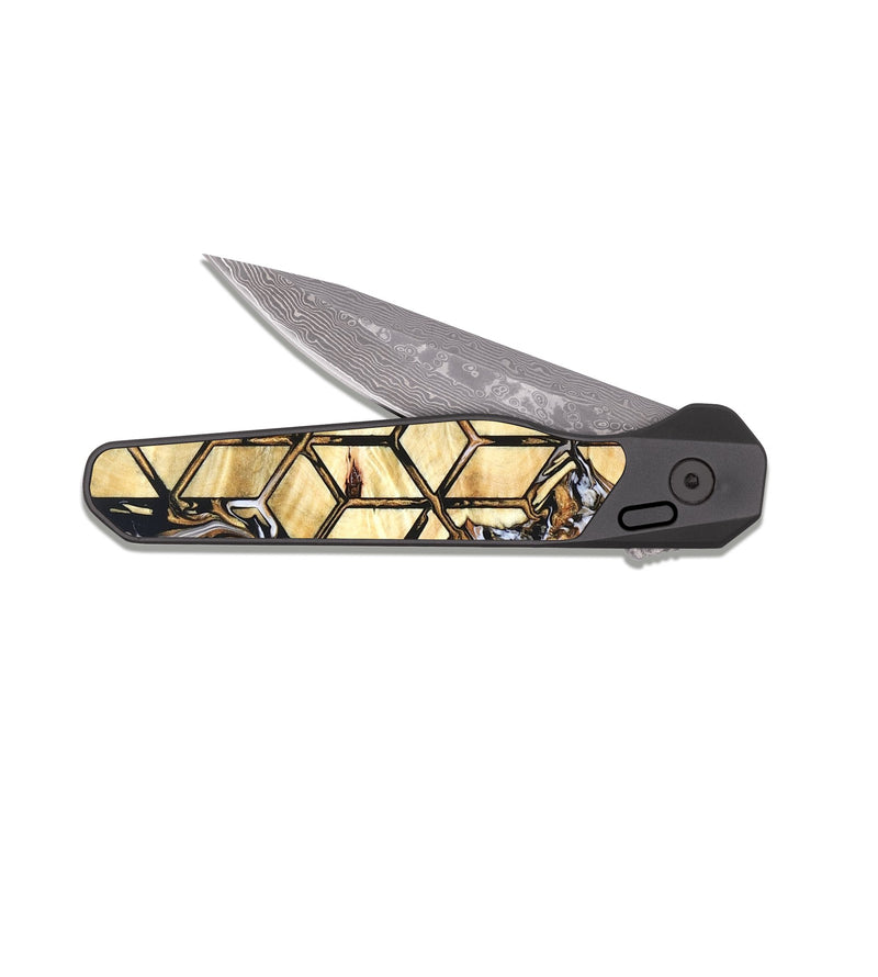 EDC Dark Damascus Wood Pocket Knife - Lew (Pattern, 822480)
