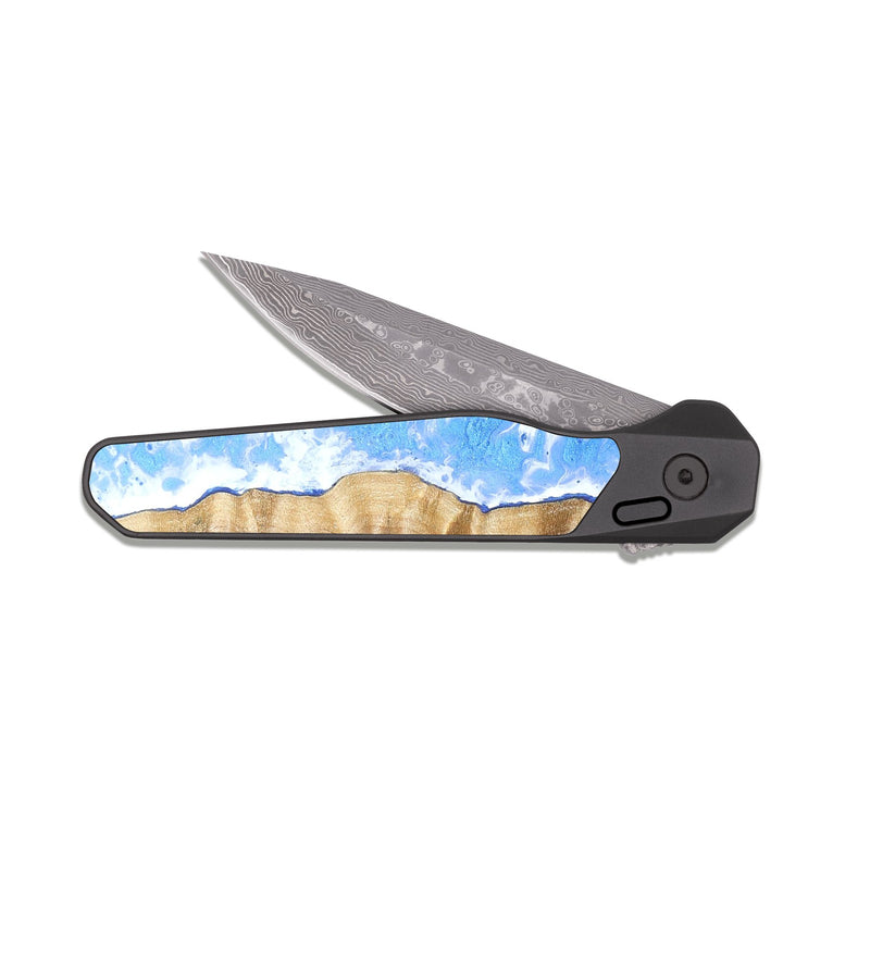 EDC Dark Damascus Wood Pocket Knife - Brenna (Coastal, 822518)