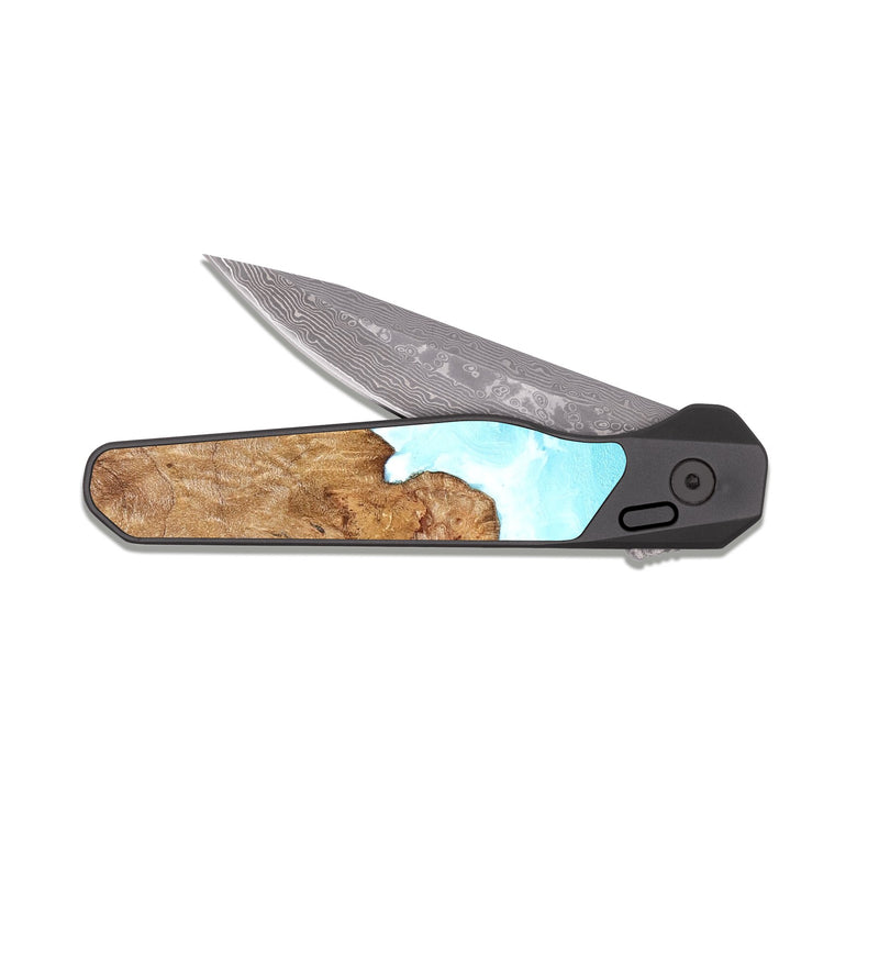 EDC Dark Damascus Wood Pocket Knife - Bernie (Coastal, 822521)