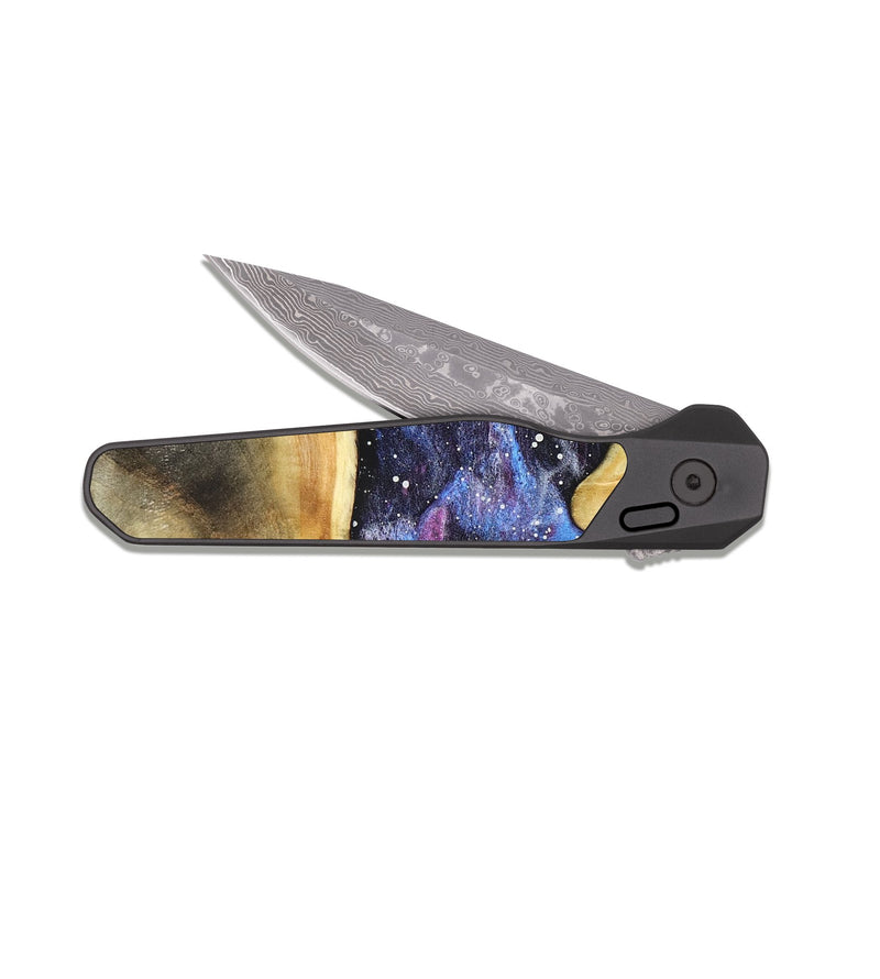 EDC Dark Damascus Wood Pocket Knife - Tamara (Cosmos, 822536)