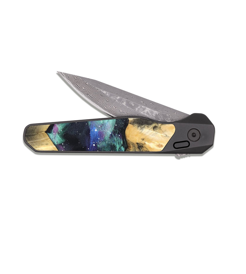 EDC Dark Damascus Wood Pocket Knife - Nallely (Cosmos, 822560)