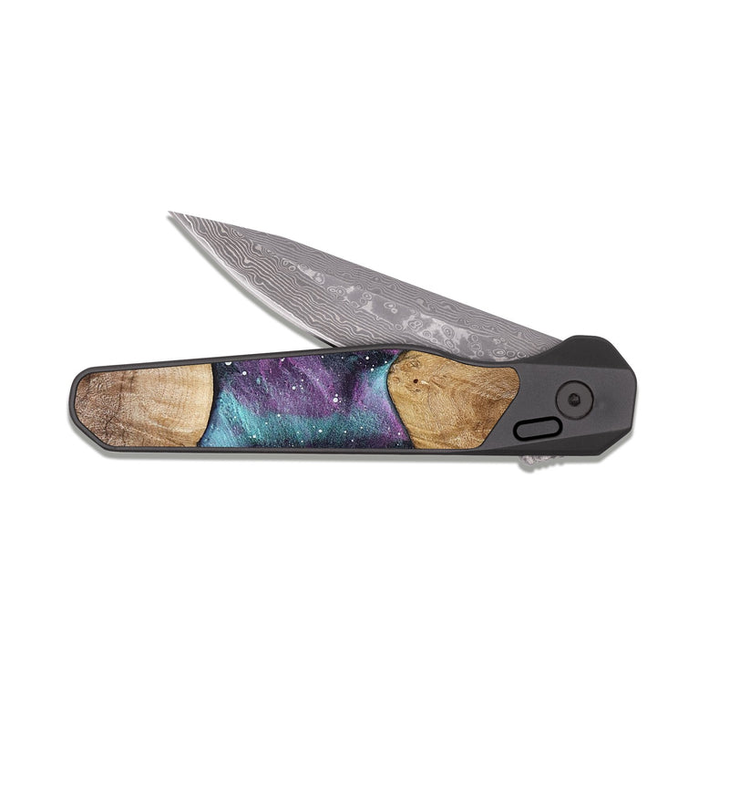 EDC Dark Damascus Wood Pocket Knife - Delilah (Cosmos, 822570)
