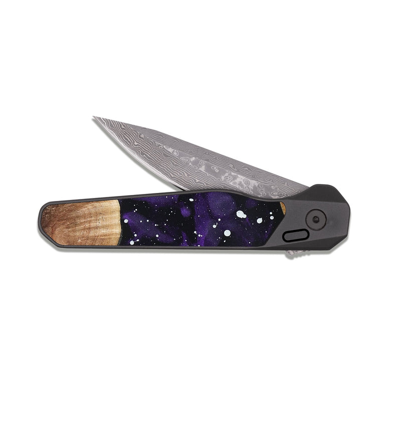 EDC Dark Damascus Wood Pocket Knife - Keshia (Cosmos, 822588)