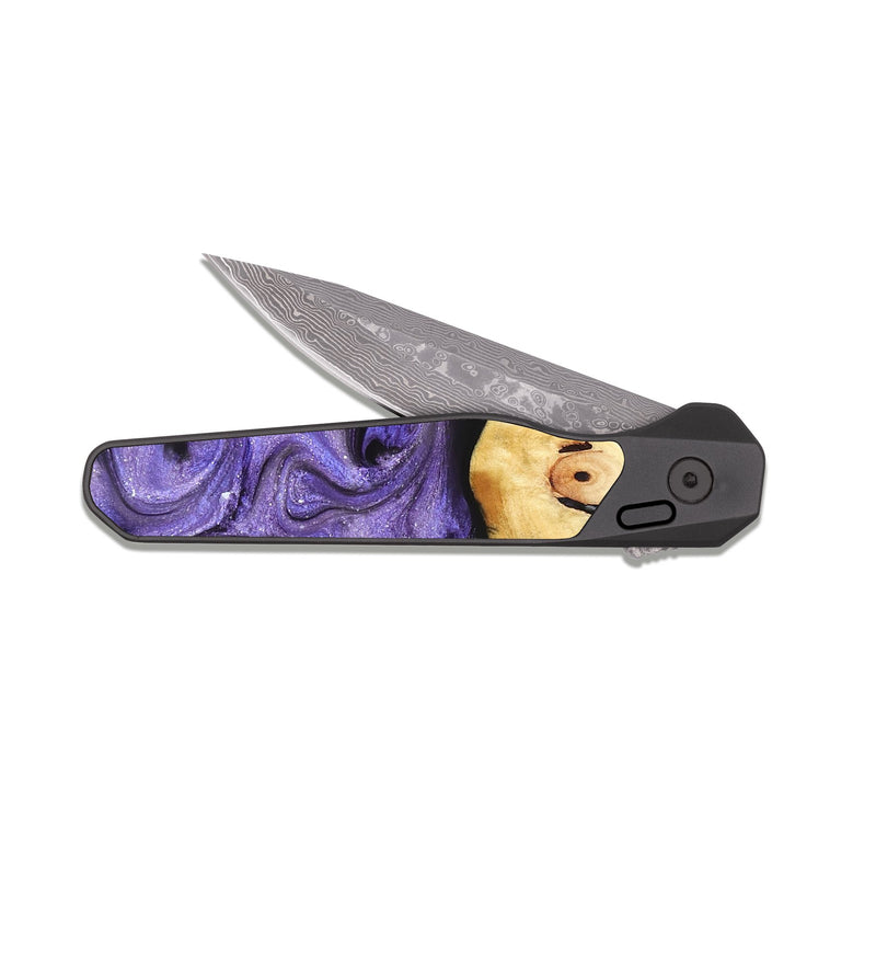 EDC Dark Damascus Wood Pocket Knife - Olivia (Purple, 822594)