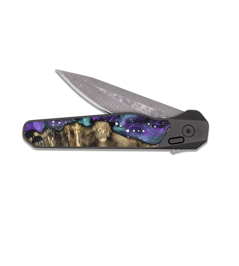 EDC Dark Damascus Wood Pocket Knife - Egbert (Cosmos, 822599)