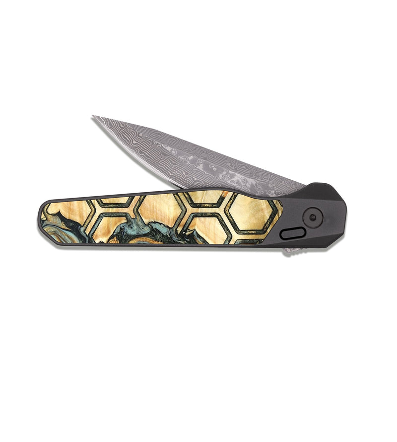 EDC Dark Damascus Wood Pocket Knife - Gaven (Pattern, 822602)