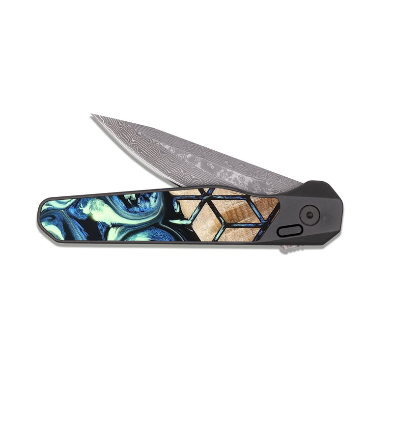 EDC Dark Damascus Wood Pocket Knife - Oswaldo (Pattern, 822613)