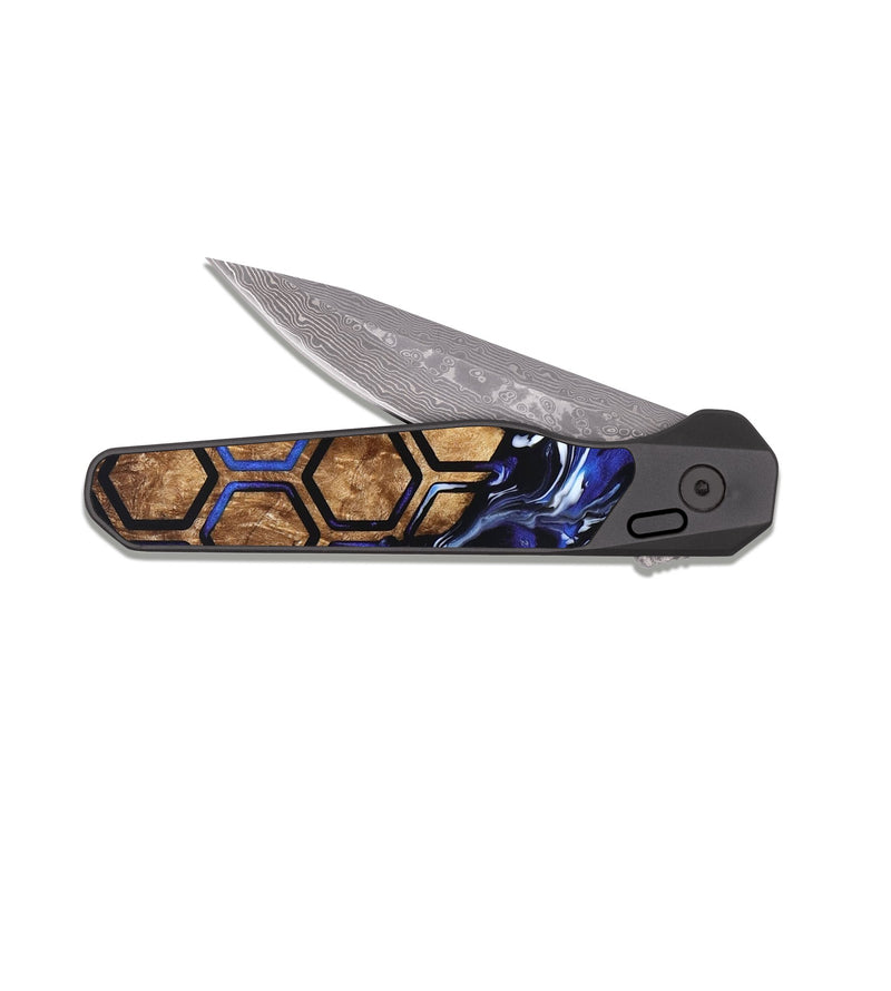 EDC Dark Damascus Wood Pocket Knife - Ray (Pattern, 822618)