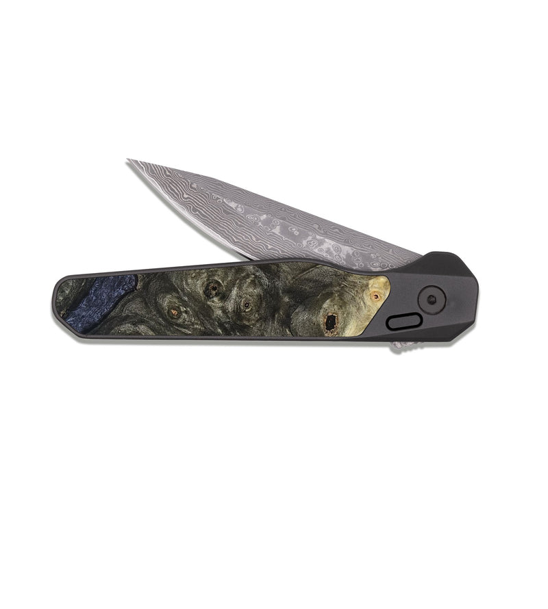 EDC Dark Damascus Wood Pocket Knife - Rhys (Wood Burl, 822628)