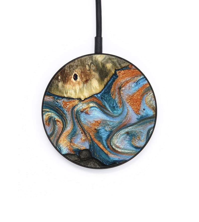 Circle Wood Wireless Charger - Westley (Teal & Gold, 822633)