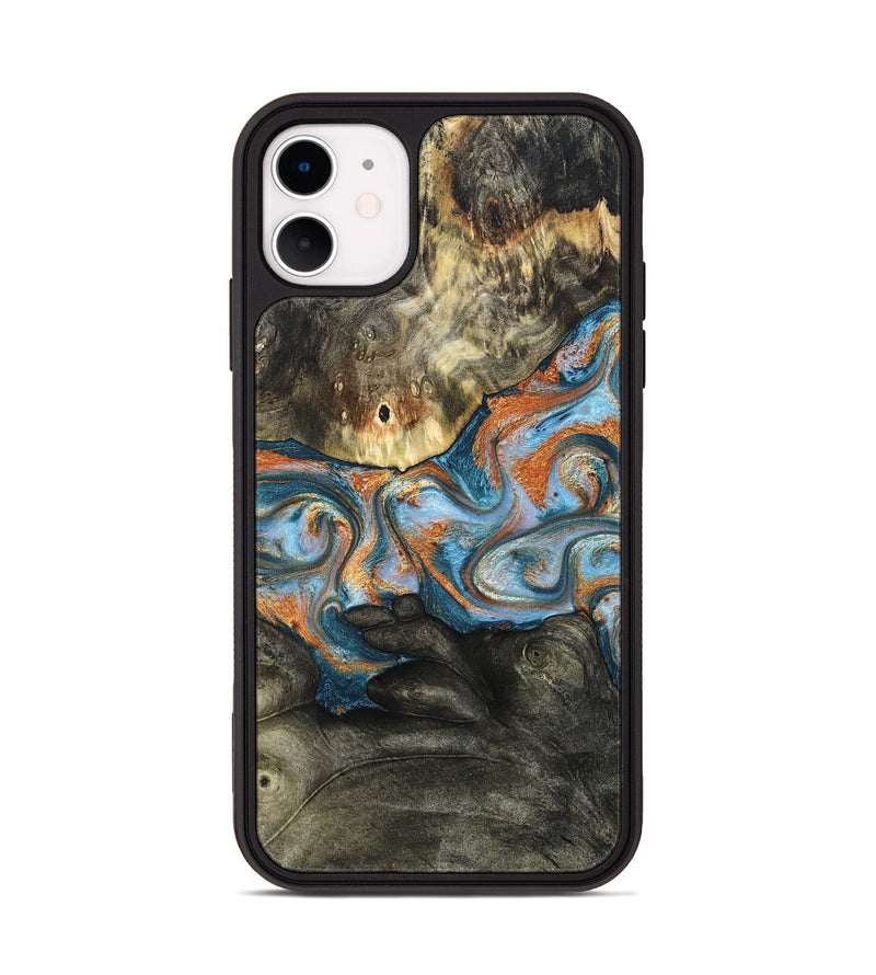 iPhone 11 Wood Phone Case - Westley (Teal & Gold, 822633)
