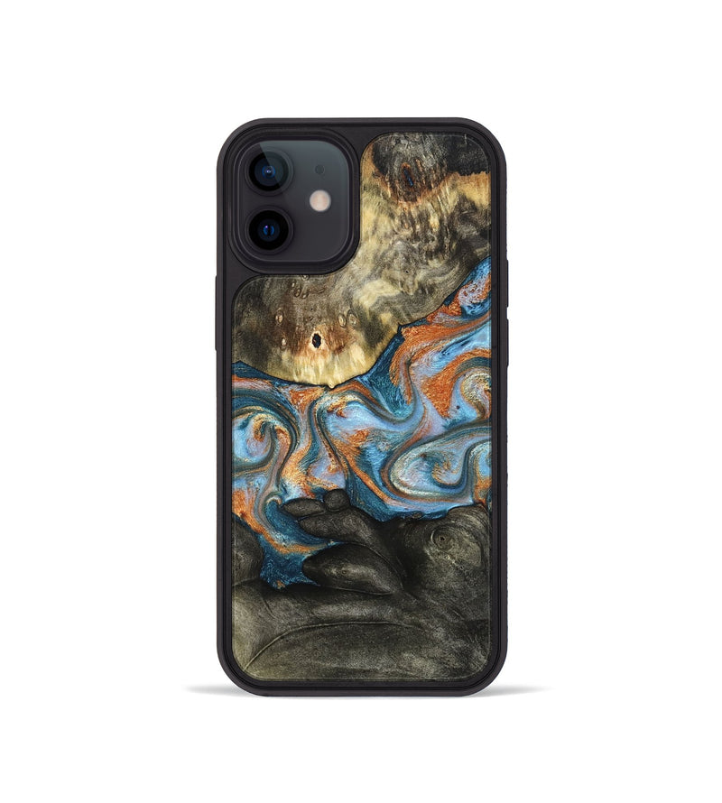 iPhone 12 mini Wood Phone Case - Westley (Teal & Gold, 822633)