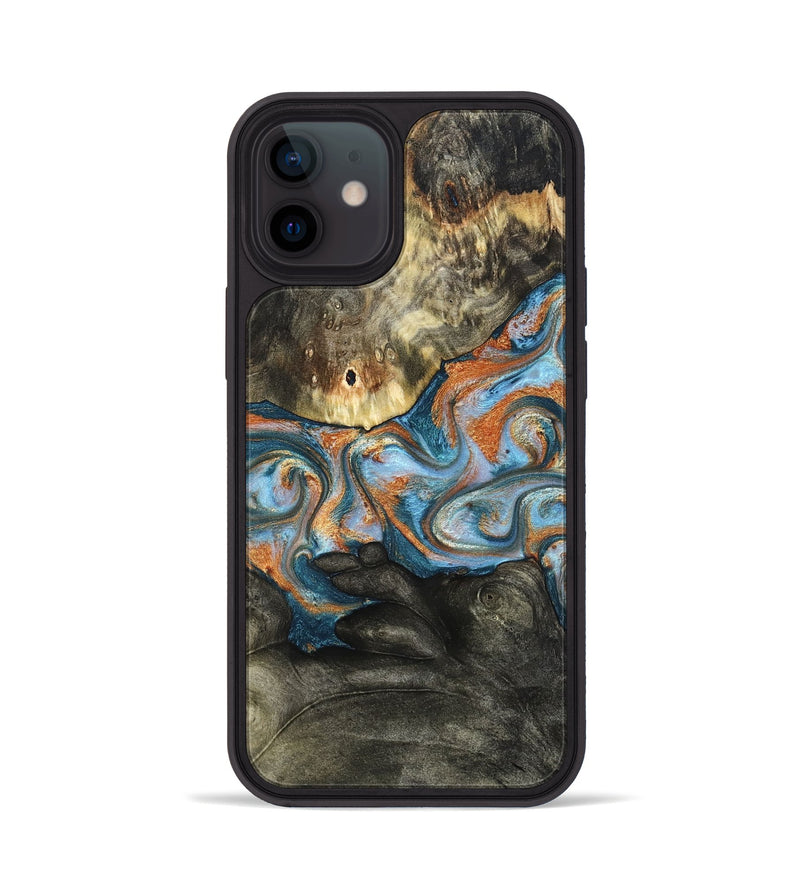 iPhone 12 Wood Phone Case - Westley (Teal & Gold, 822633)