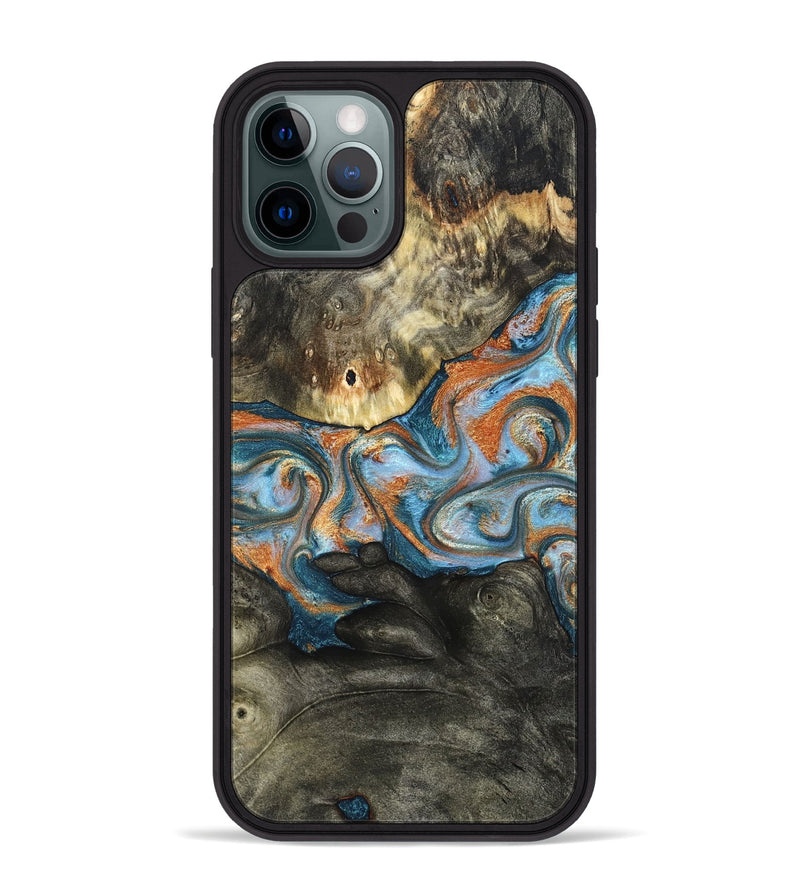 iPhone 12 Pro Max Wood Phone Case - Westley (Teal & Gold, 822633)