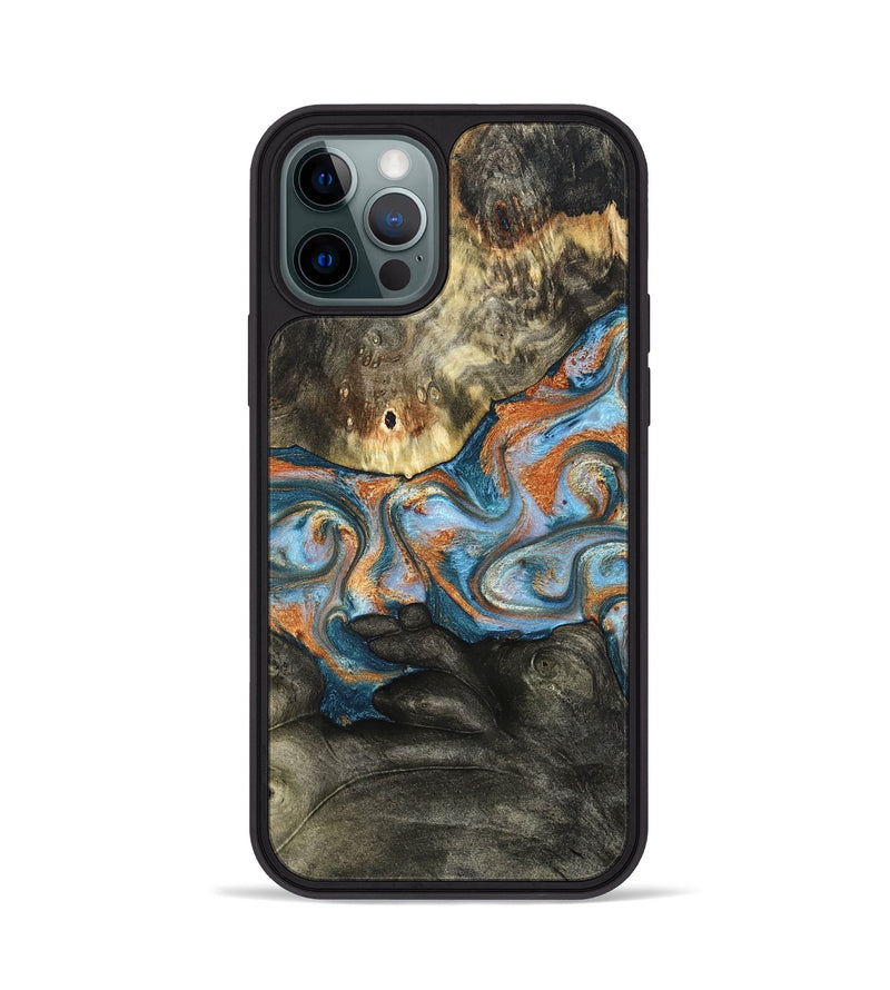 iPhone 12 Pro Wood Phone Case - Westley (Teal & Gold, 822633)
