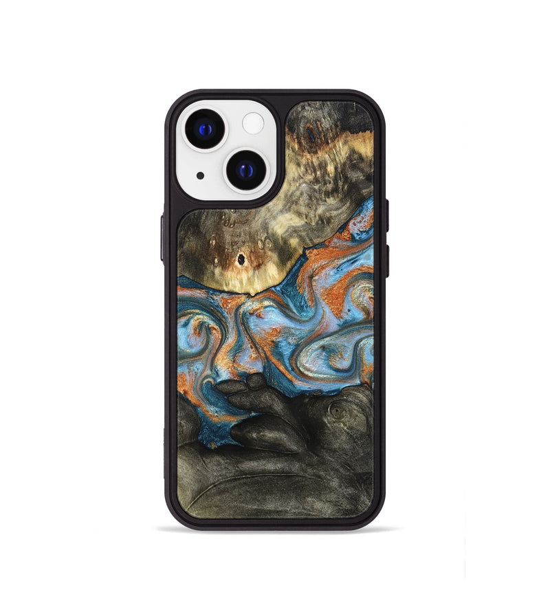 iPhone 13 mini Wood Phone Case - Westley (Teal & Gold, 822633)