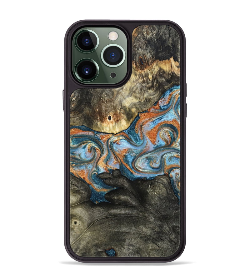 iPhone 13 Pro Max Wood Phone Case - Westley (Teal & Gold, 822633)