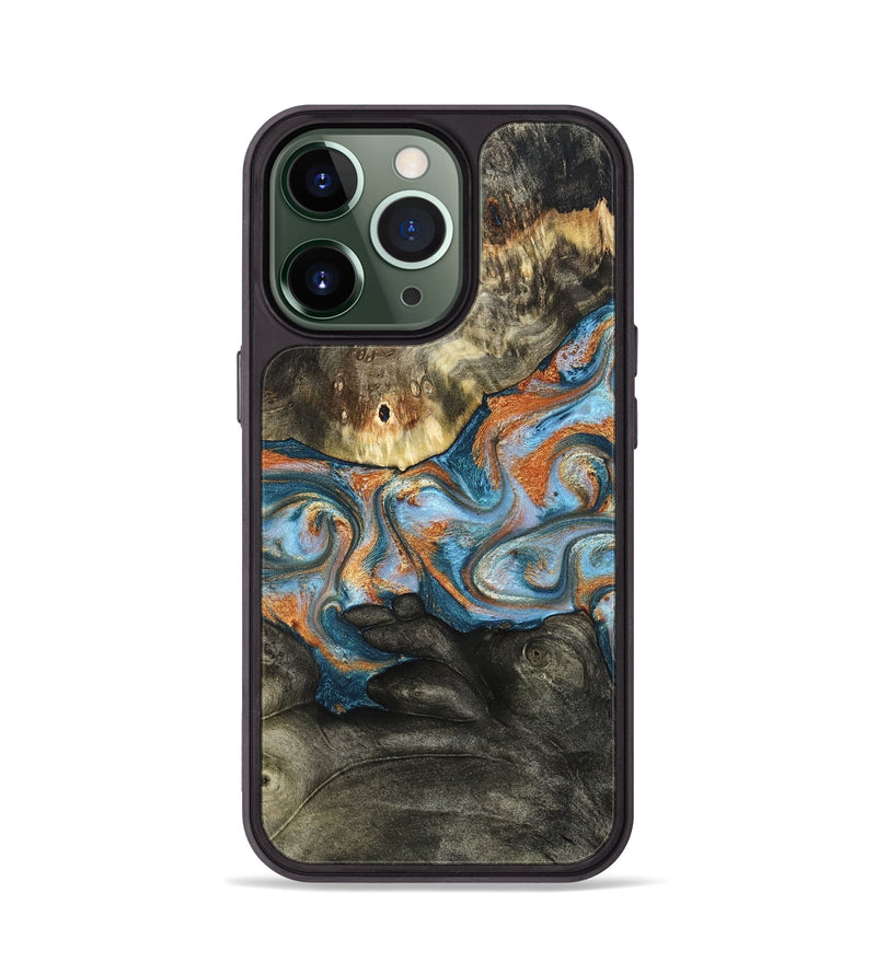 iPhone 13 Pro Wood Phone Case - Westley (Teal & Gold, 822633)