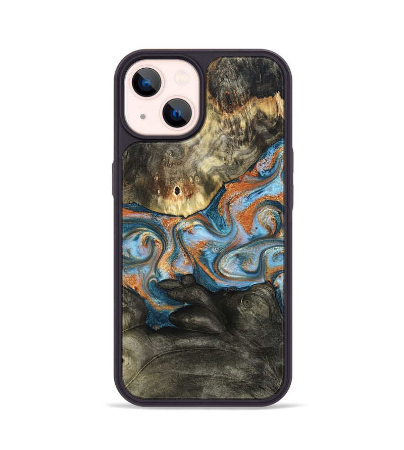 iPhone 14 Wood Phone Case - Westley (Teal & Gold, 822633)