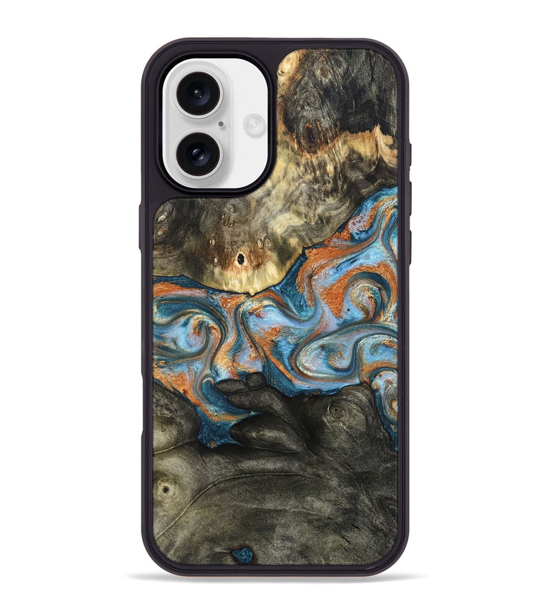 iPhone 16 Plus Wood Phone Case - Westley (Teal & Gold, 822633)