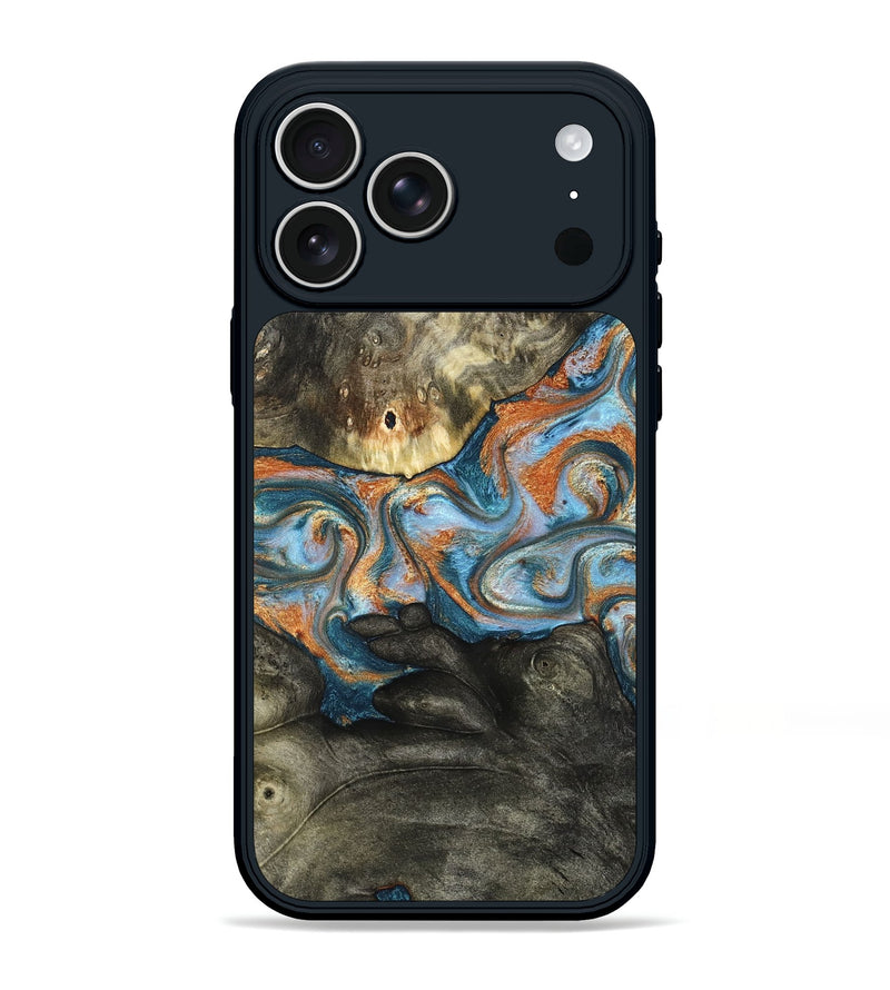 iPhone 17 Pro Max Wood Phone Case - Westley (Teal & Gold, 822633)