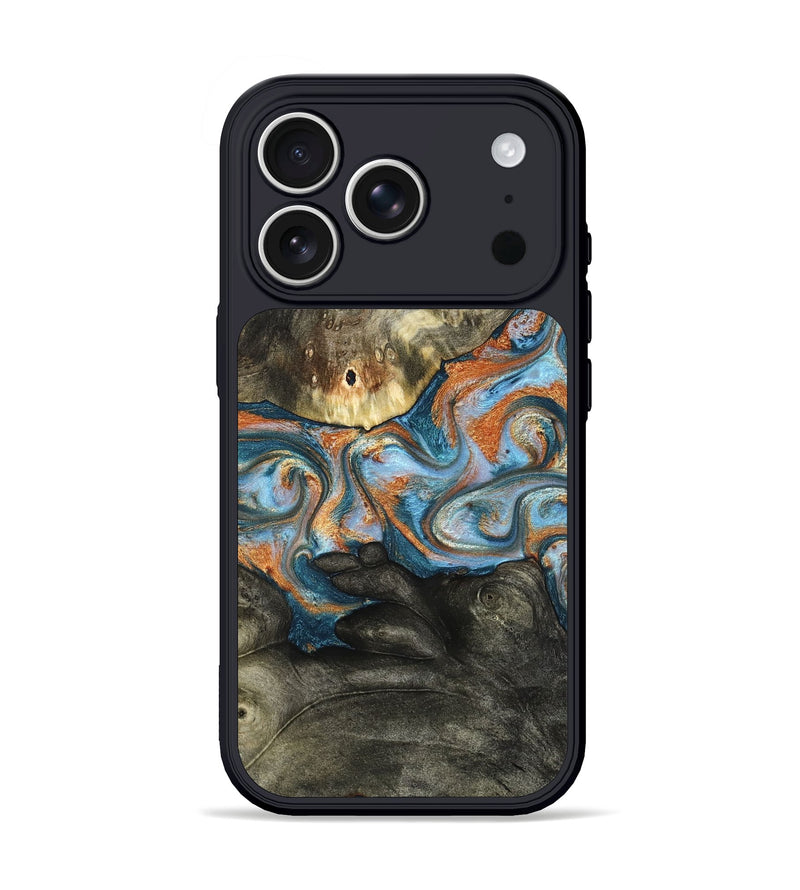 iPhone 17 Pro Wood Phone Case - Westley (Teal & Gold, 822633)