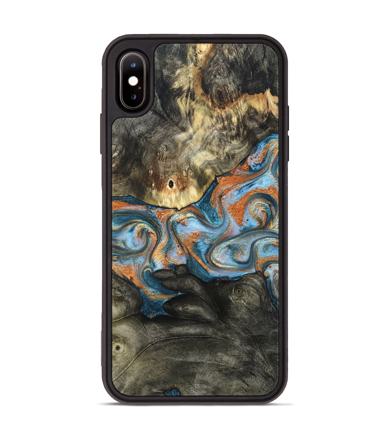 iPhone Xs Max Wood Phone Case - Westley (Teal & Gold, 822633)