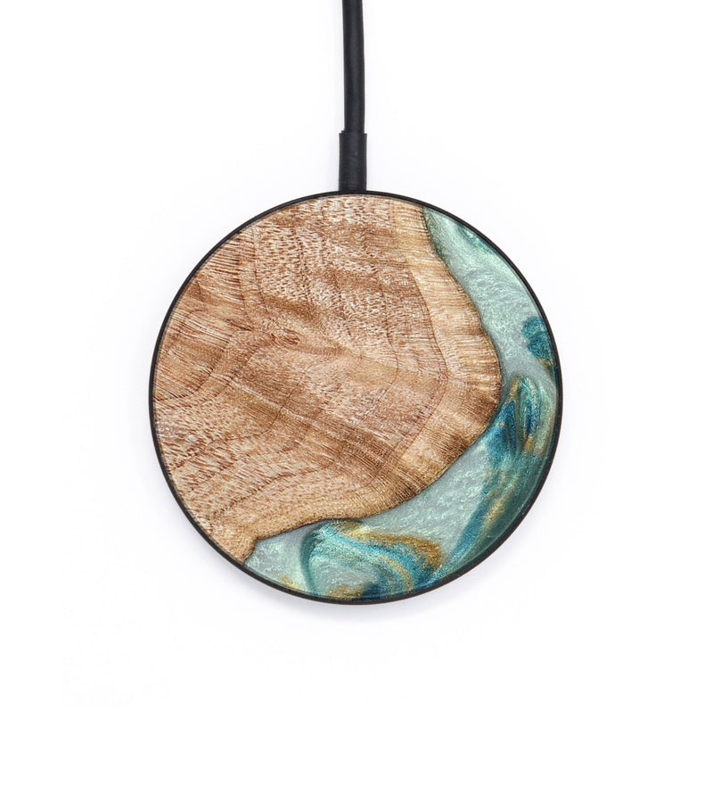 Circle Wood Wireless Charger - Clemmie (Teal & Gold, 822646)