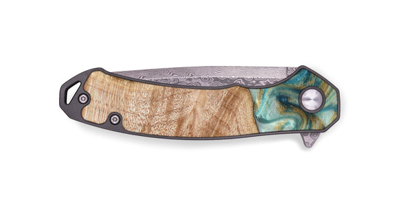 EDC Wood Pocket Knife - Clemmie (Teal & Gold, 822646)