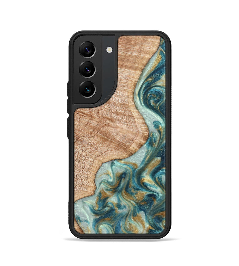Galaxy S22 Wood Phone Case - Clemmie (Teal & Gold, 822646)
