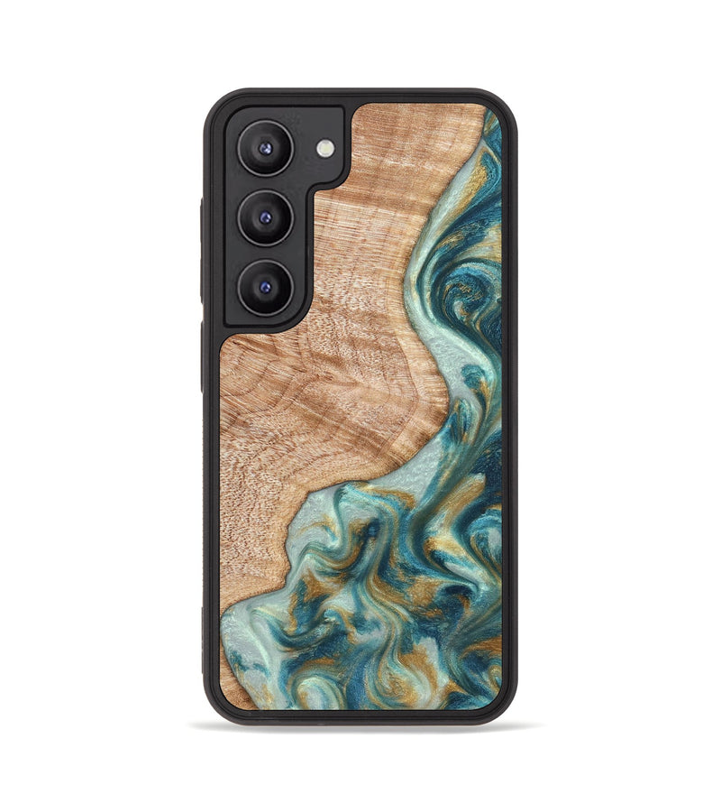 Galaxy S23 Wood Phone Case - Clemmie (Teal & Gold, 822646)