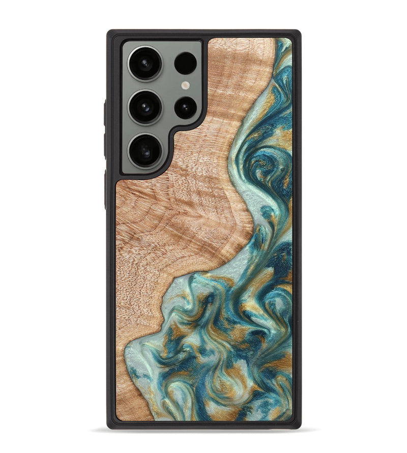 Galaxy S23 Ultra Wood Phone Case - Clemmie (Teal & Gold, 822646)