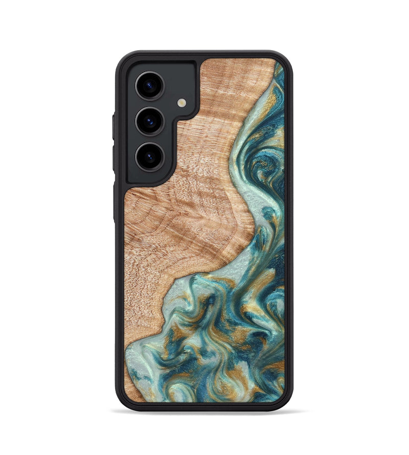 Galaxy S24 Wood Phone Case - Clemmie (Teal & Gold, 822646)