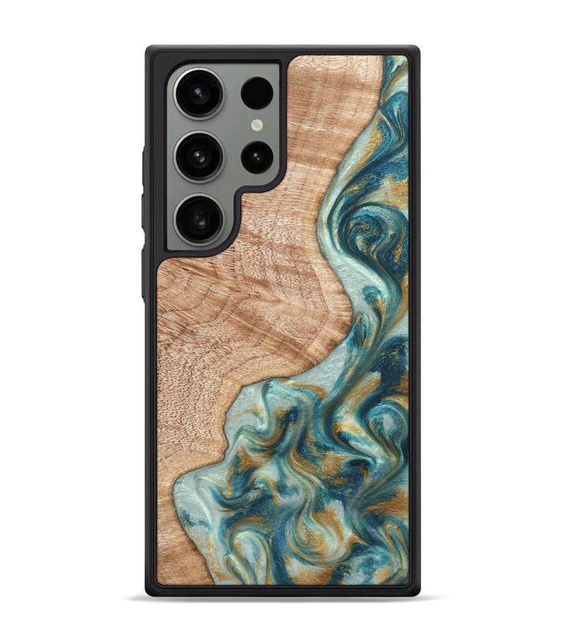 Galaxy S24 Ultra Wood Phone Case - Clemmie (Teal & Gold, 822646)