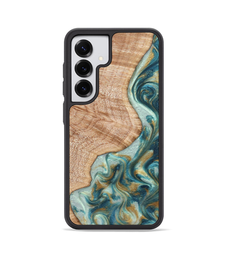 Galaxy S25 Wood Phone Case - Clemmie (Teal & Gold, 822646)