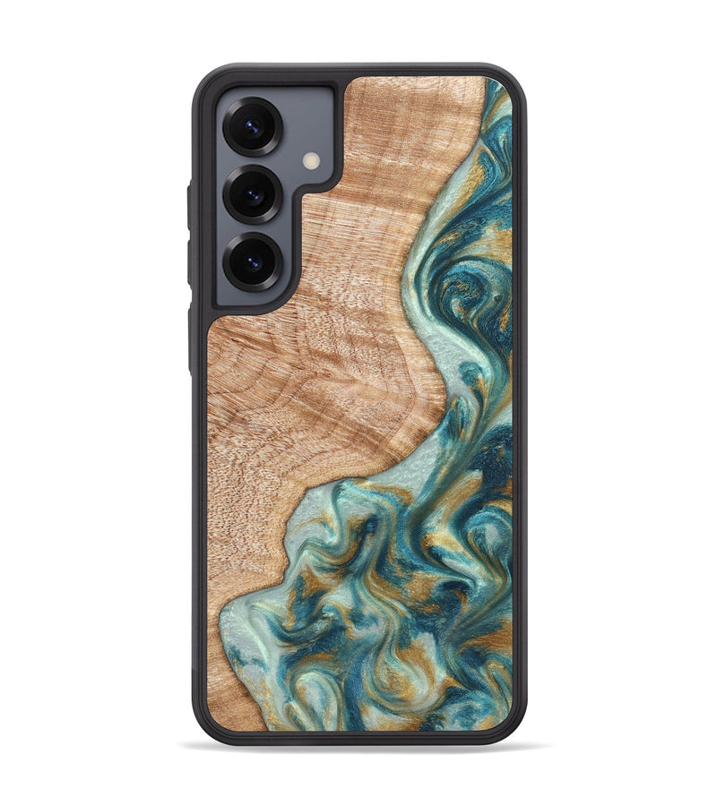 Galaxy S25 Plus Wood Phone Case - Clemmie (Teal & Gold, 822646)