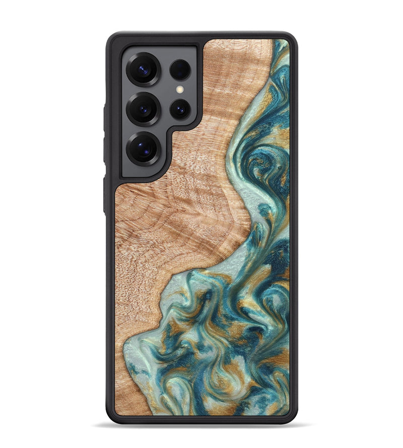 Galaxy S25 Ultra Wood Phone Case - Clemmie (Teal & Gold, 822646)