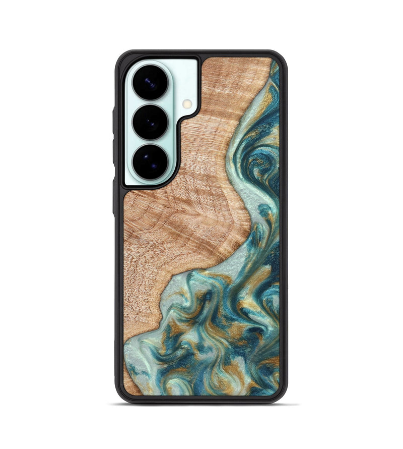 Galaxy S26 Wood Phone Case - Clemmie (Teal & Gold, 822646)