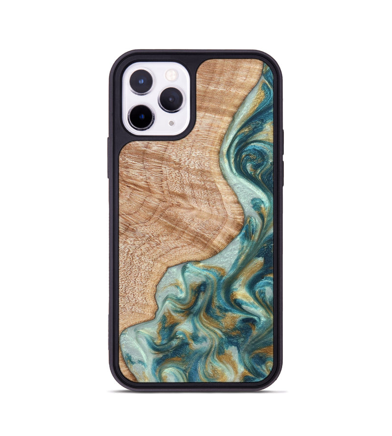 iPhone 11 Pro Wood Phone Case - Clemmie (Teal & Gold, 822646)